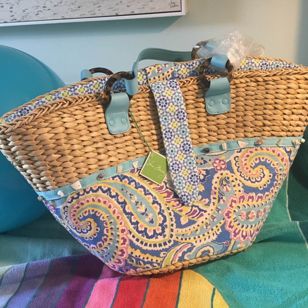 NWT Vera Bradley Wicker Beach Bag